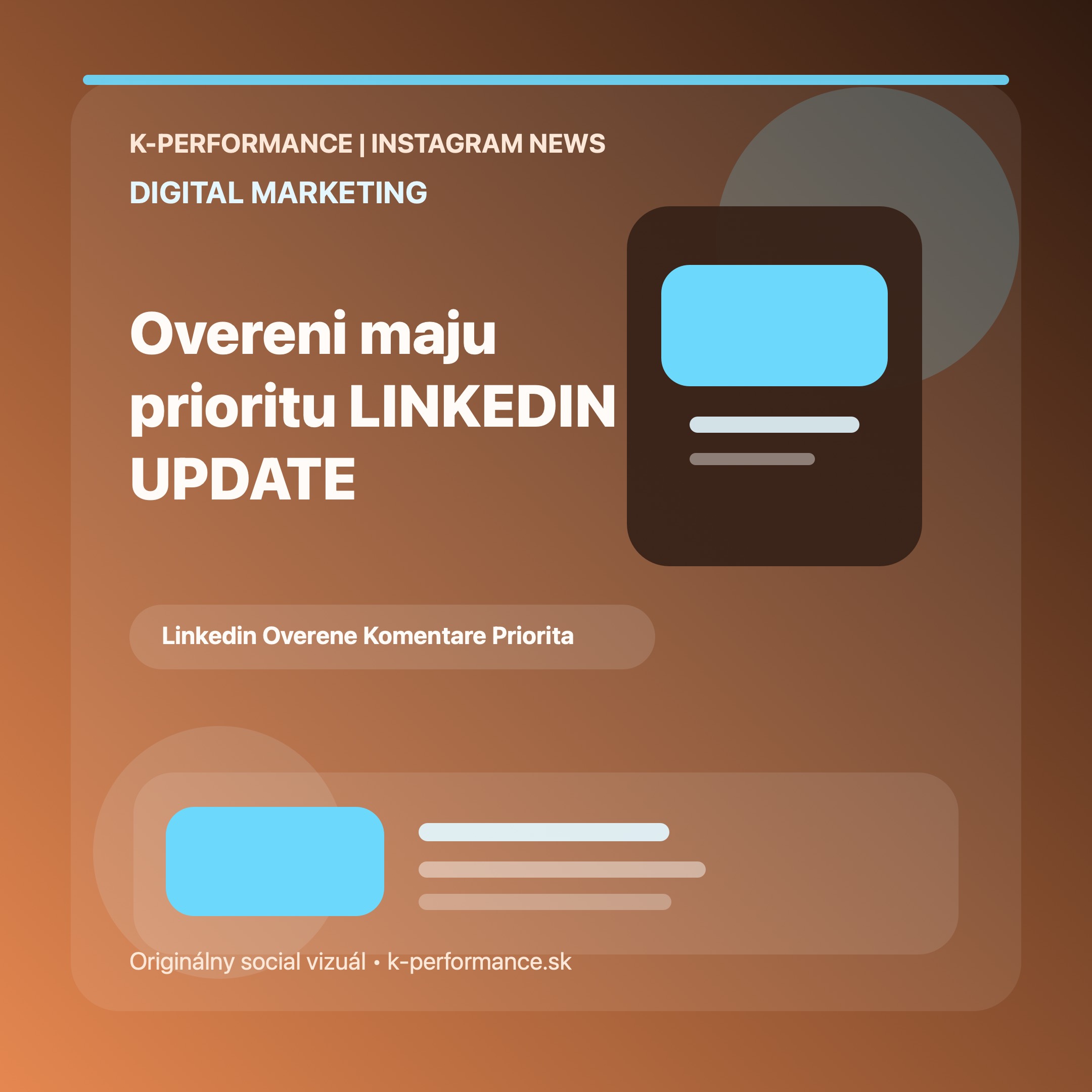 LinkedIn začína zvýhodňovať komentáre od overených profilov, takže pri veľkých diskusiách môže dôveryhodnosť účastníkov výraznejšie ovplyvniť, kto získa pozornosť aj obchodný efekt