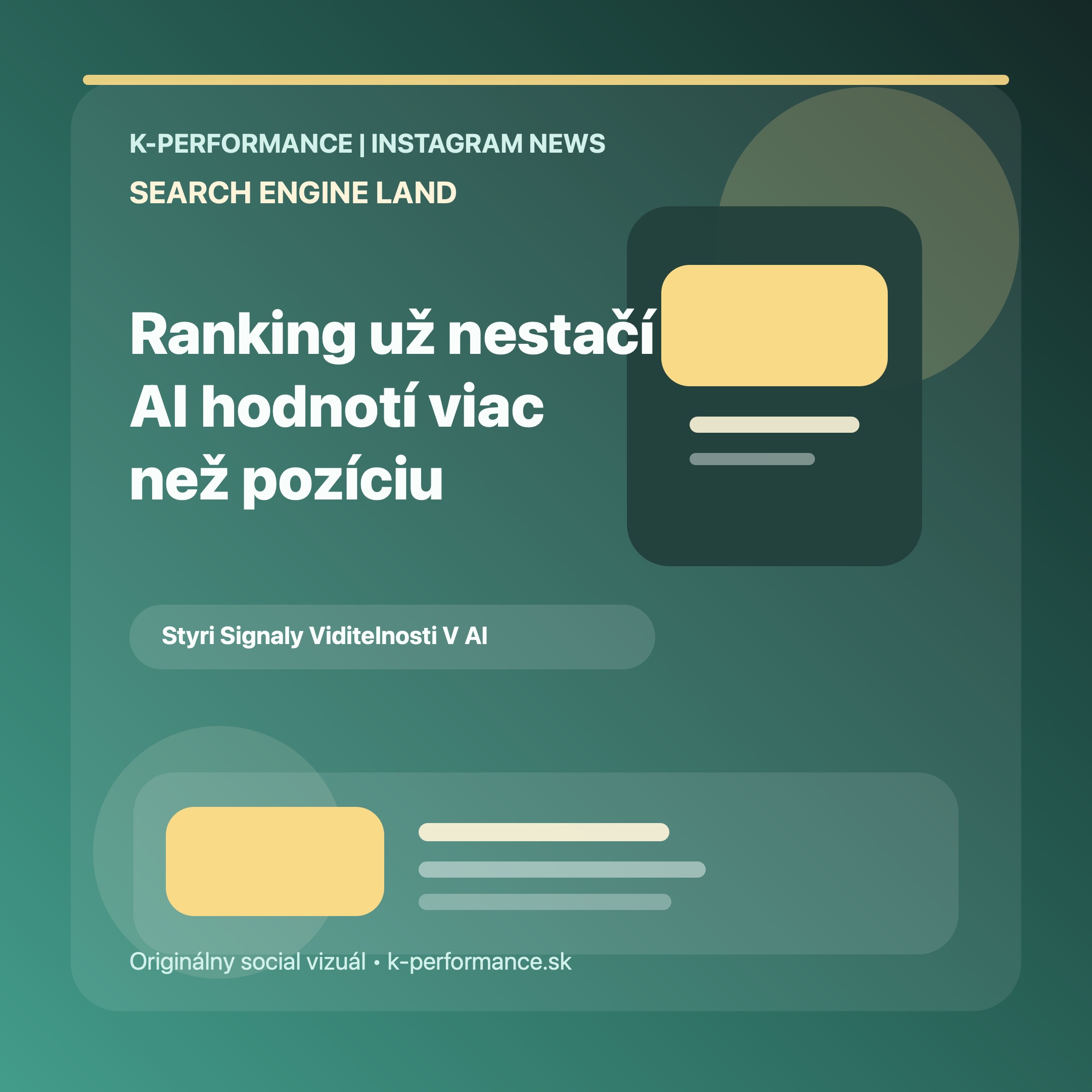 Viditeľnosť v AI vyhľadávaní už neurčuje len ranking, ale aj poradie zmienky, hĺbka vysvetlenia a dôvera, takže optimalizovať iba na pozície je čoraz kratšia hra