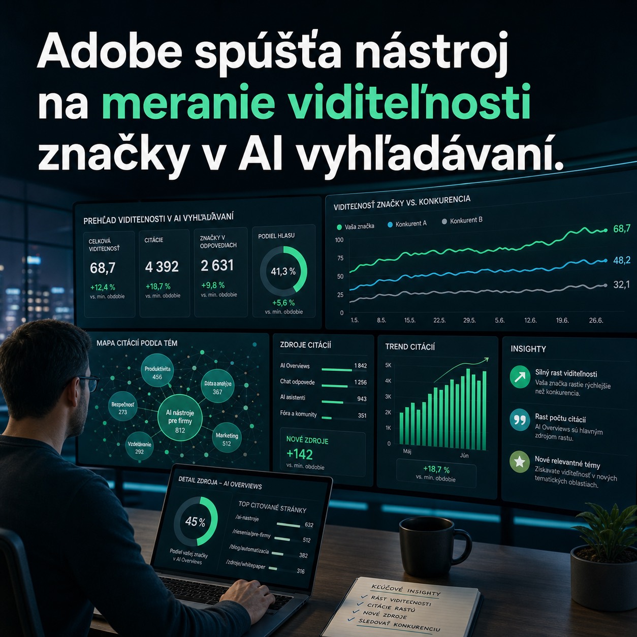 Adobe spúšťa nástroj na meranie viditeľnosti značky v AI vyhľadávaní.