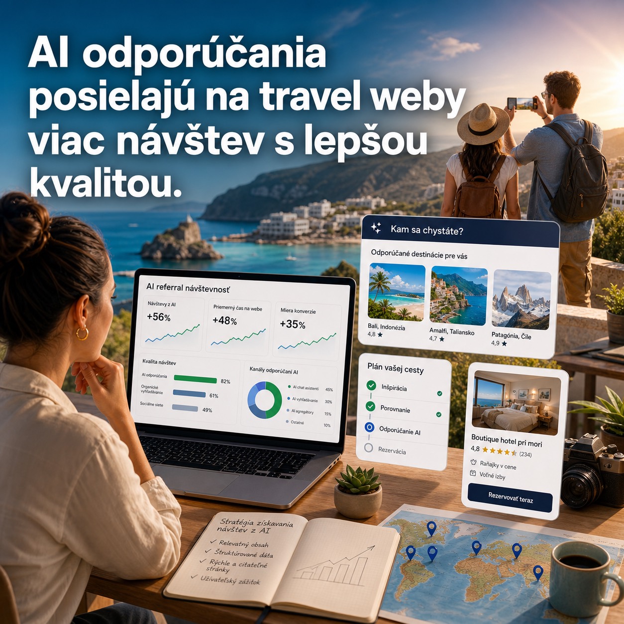 AI odporúčania posielajú na travel weby viac návštev s lepšou kvalitou.