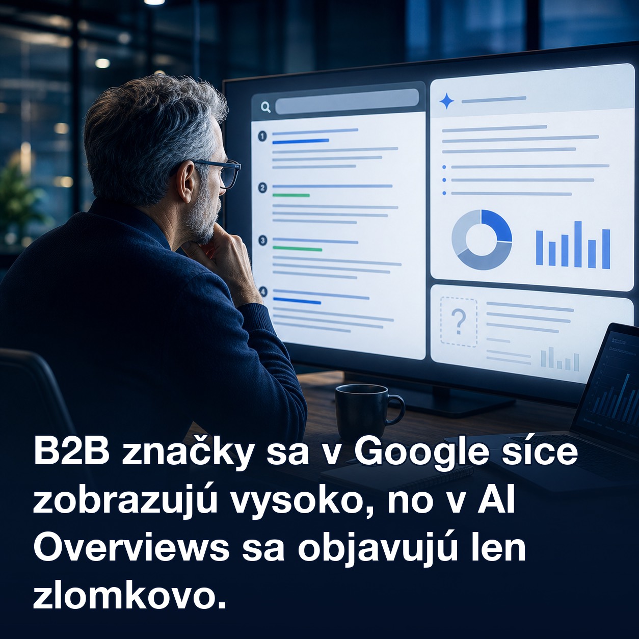B2B značky sa v Google zobrazujú vysoko, no v AI Overviews zostávajú zriedkavé