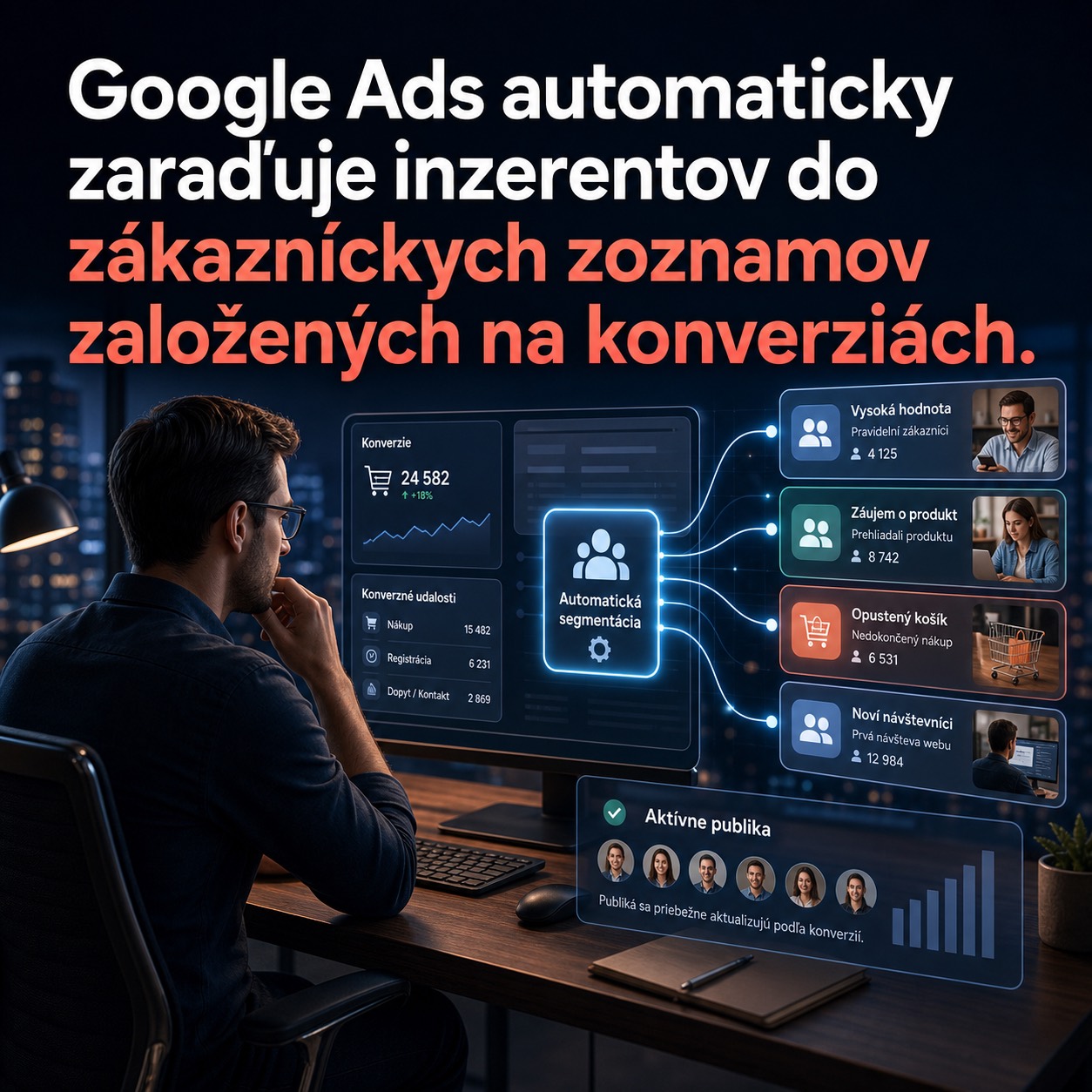 Google Ads automaticky zapína zákaznícke zoznamy z konverzií.