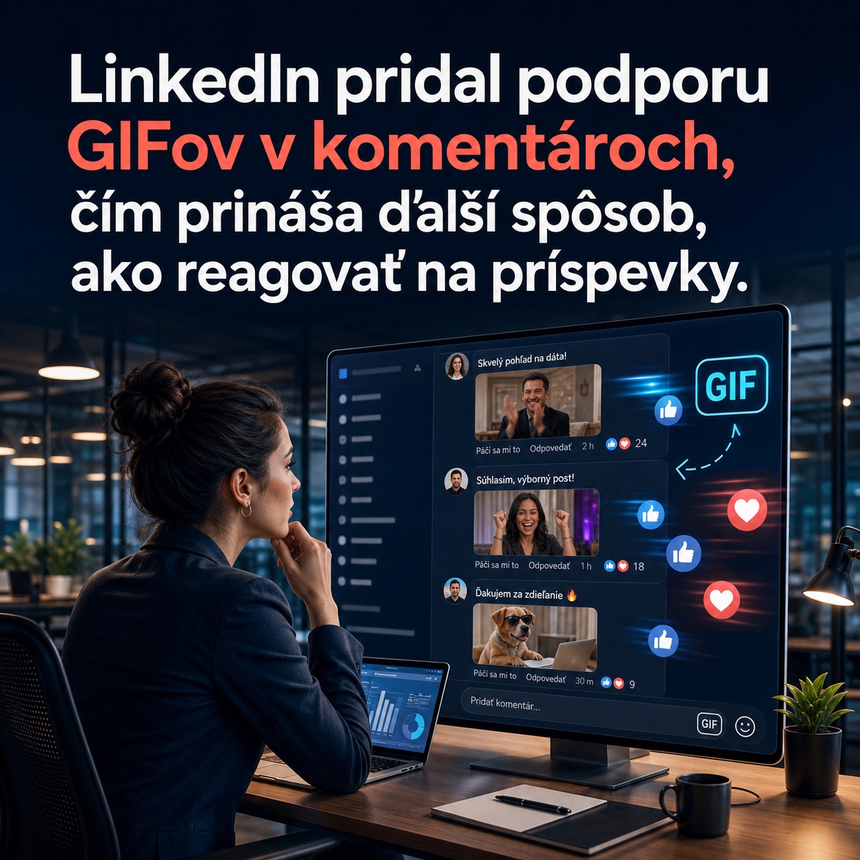 LinkedIn pridáva GIFy do komentárov a zjednodušuje reakcie v feede.