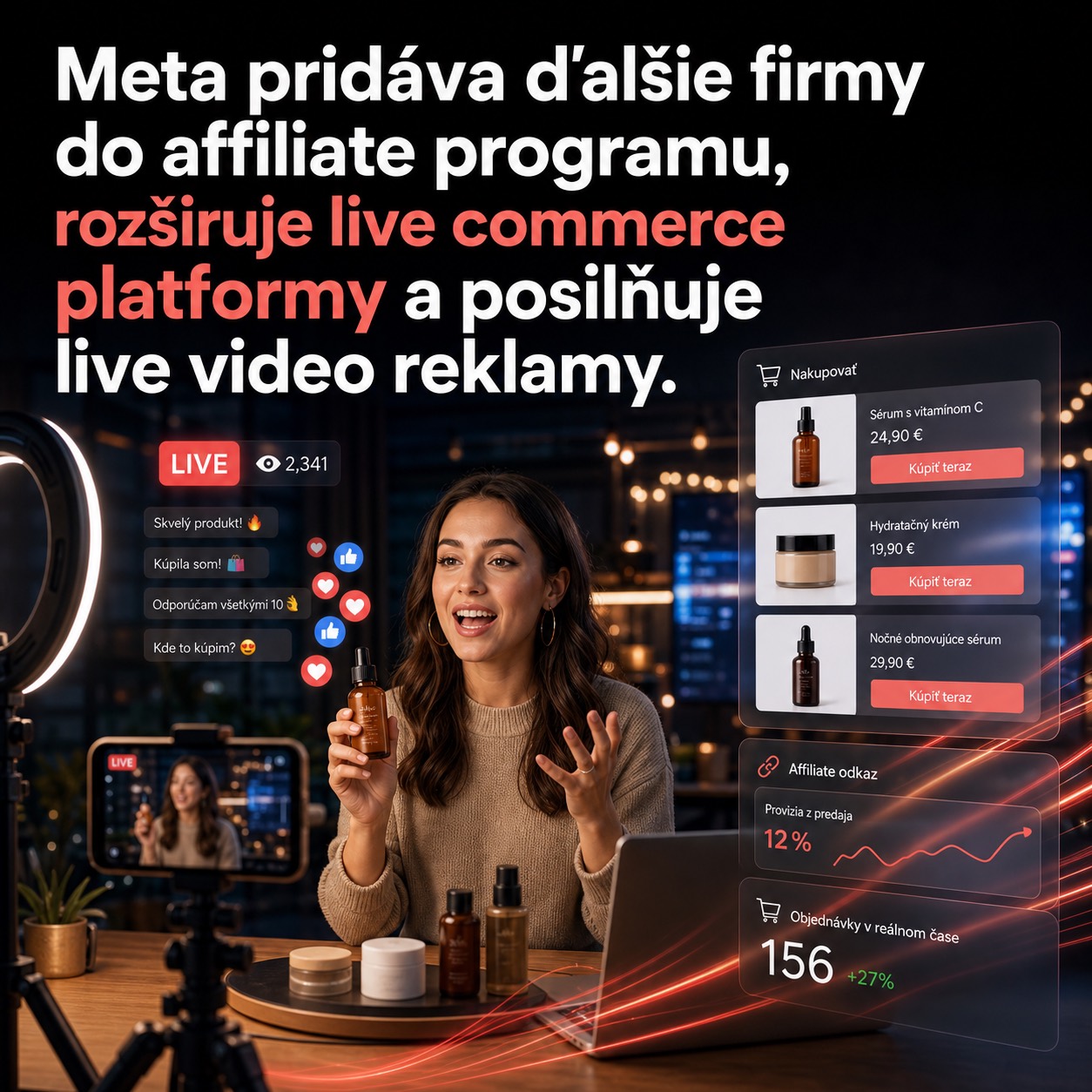 Meta pridáva ďalšie firmy do affiliate programu a rozširuje live commerce.