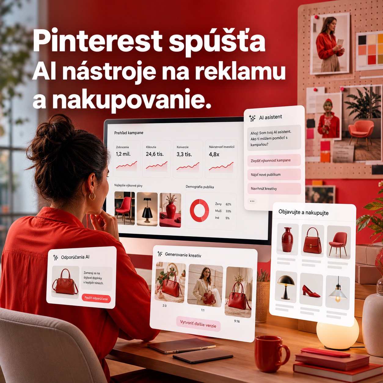 Pinterest spúšťa AI nástroje na reklamu a nakupovanie.
