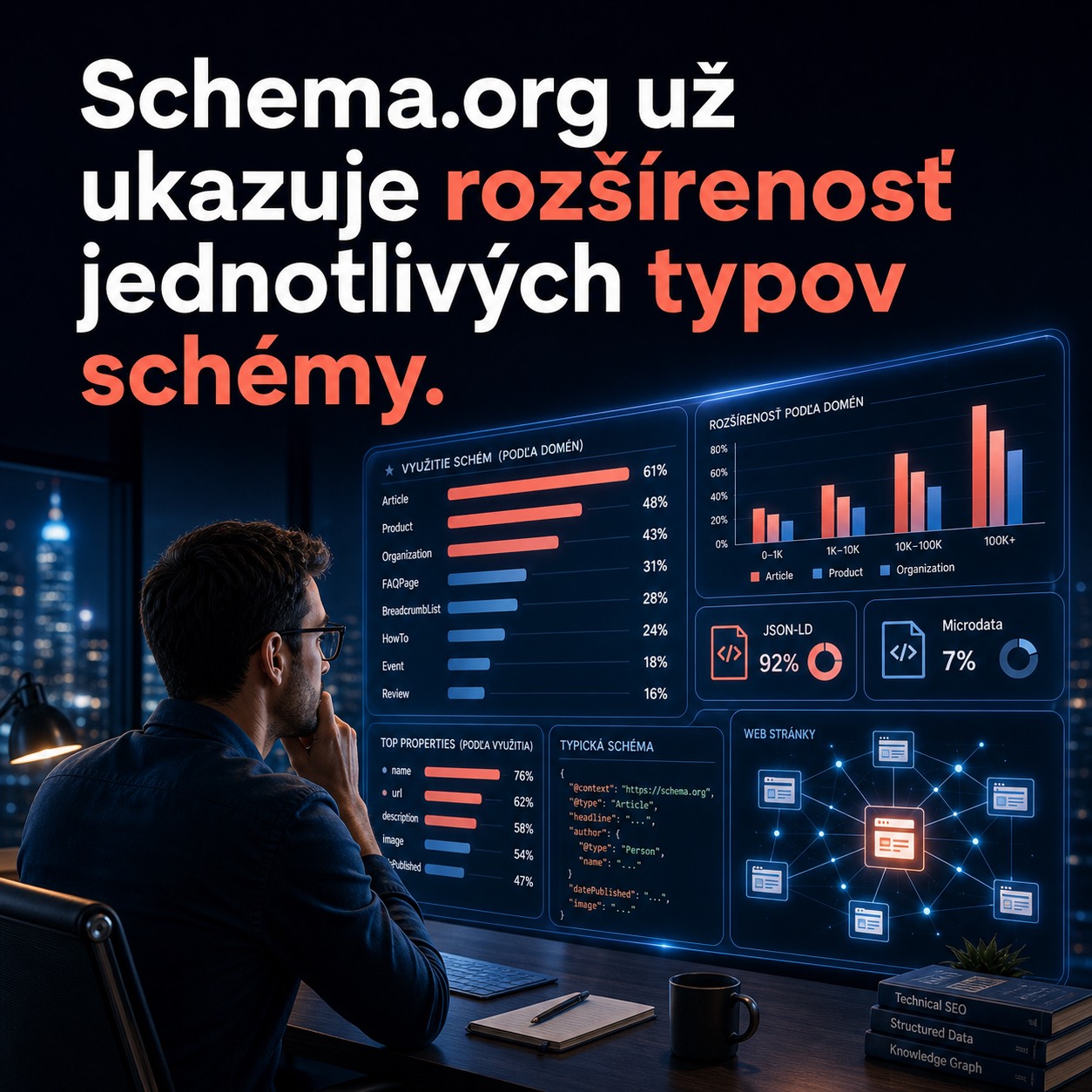 Schema.org už ukazuje rozšírenosť jednotlivých typov schémy.