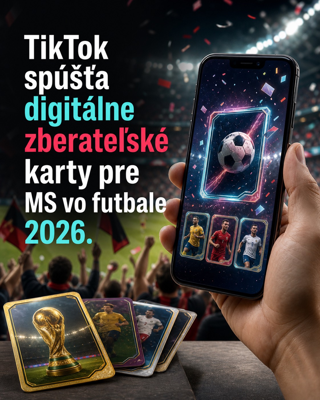 TikTok spúšťa digitálne zberateľské karty pre futbalový šampionát.