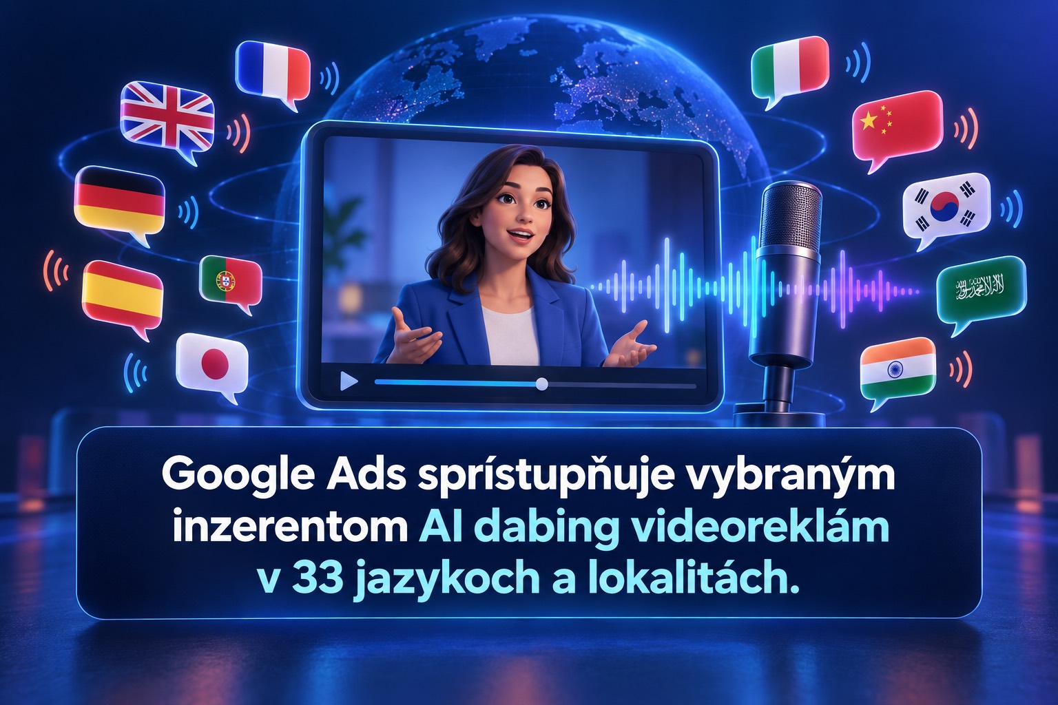 Google Ads pridáva AI dabing videoreklám v 33 jazykoch